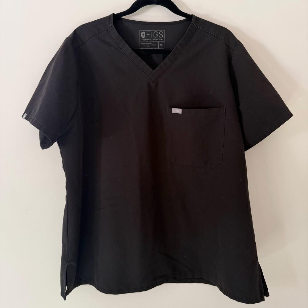 Figs Catarina One-Pocket Scrub Top Black Size XL Scrub Shirt Short Sleeve